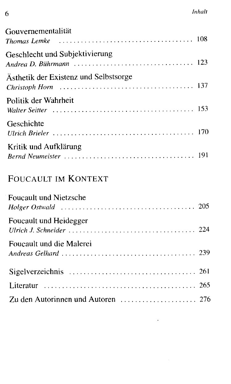 Inhaltsverzeichnis Foucault