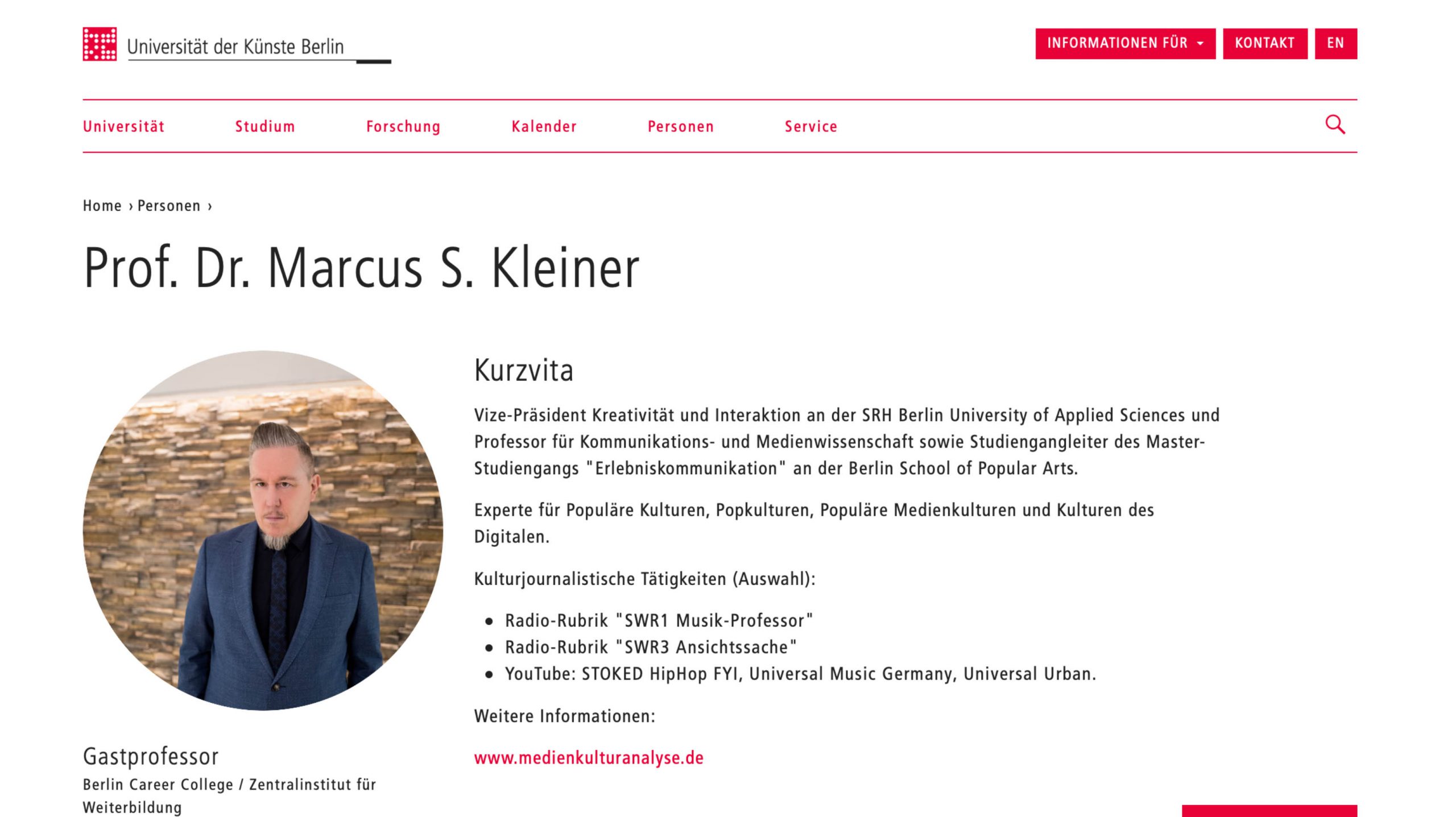 Marcus S. Kleiner Universität der Künste Berlin
